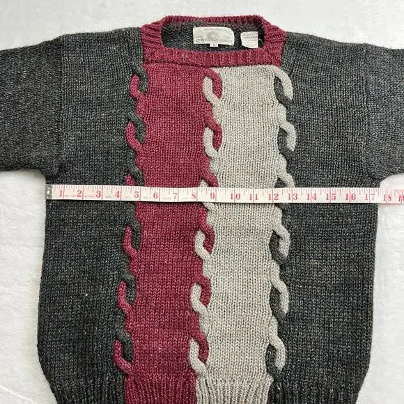 Howland Steinbach Vintage Knit Sweater Women's size Small Gray Maroon 1980s - Picture 3 of 6